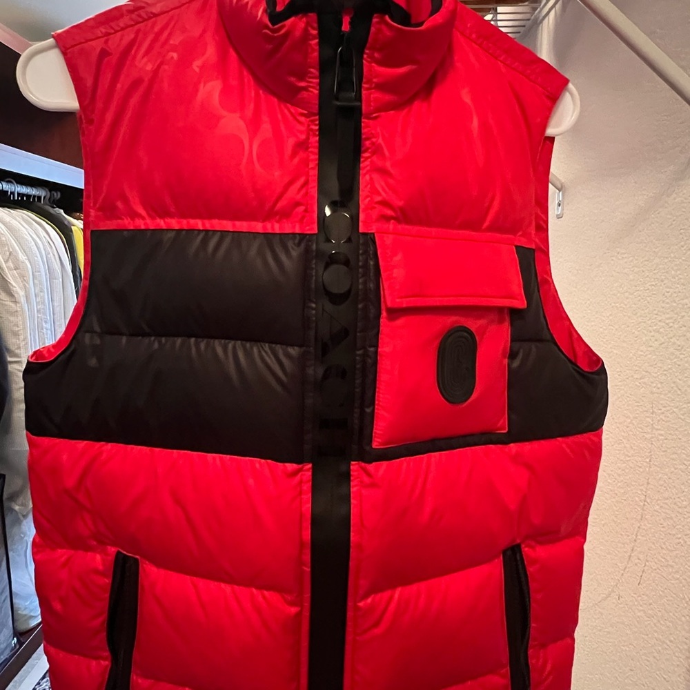 Coach Red and Black Puffer Vest
